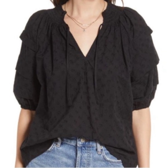 Rails Black Paris Embroidered Daisies Top - Picture 4 of 12